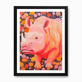 Pink Abstract Geometric Rhino 3 Art Print