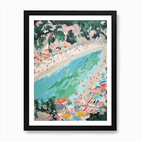 Aerial View Of A Beach In Capri Summer Illustration 1 Art Print