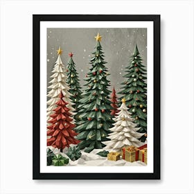 Abstract Christmas Trees Art Print