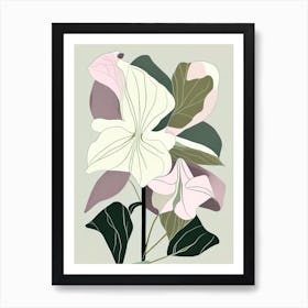 Trillium Wildflower Modern Muted Colours Art Print