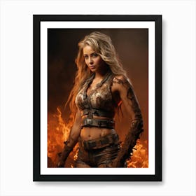 Woman In A Leather Outfit Art Print