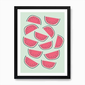 Dancing Watermelons Art Print