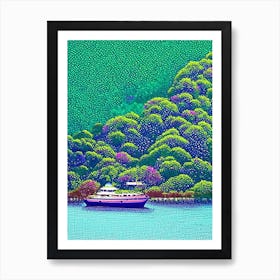 Gaya Island Malaysia Pointillism Style Tropical Destination Art Print