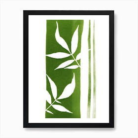 Green elder leaf lines Art Print