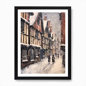 Vintage Winter Painting Stratford Upon Avon United Kingdom Art Print