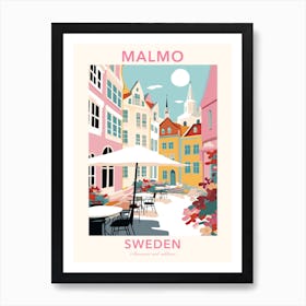 Malmo, Sweden, Flat Pastels Tones Illustration 2 Poster Art Print