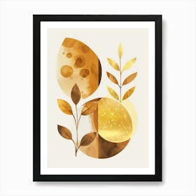 Abstract Gold Leaves 2 Art Print