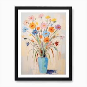 Flower Painting Fauvist Style Flax Flower 3 Art Print