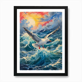 Seagull In The Ocean Art Print