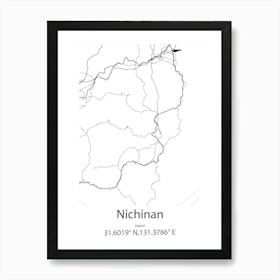 Nichinan,Japan Minimalist Map Poster