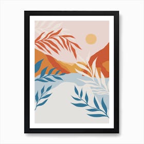 Peach Paradise Lake Art Print