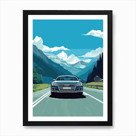 A Audi A4 In The Route Des Grandes Alpes Illustration 1 Art Print