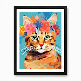 Pixiebob Cat With A Flower Crown Painting Matisse Style 3 Art Print