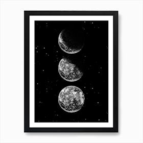 Moon Phases Black, Aga Szafranska Art Art Print