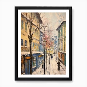 Vintage Winter Painting Zurich Switzerland 1 Art Print
