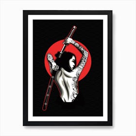 Japanese Style Female Samurai Art Print