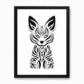 Linocut Fox Pattern 8 Art Print