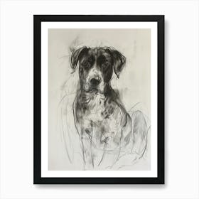 Entlebucher Mountain Dog Charcoal Line 2 Art Print