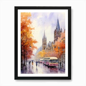 Frankfurt Germany In Autumn Fall, Watercolour 3 Art Print