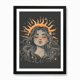 Girl With Sun Art Print