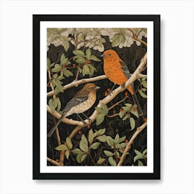 Art Nouveau Birds Poster Hermit Thrush 2 Art Print