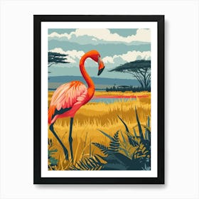 Greater Flamingo Lake Nakuru Nakuru Kenya Tropical Illustration 6 Art Print