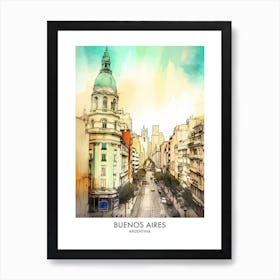 Buenos Aires Argentina Watercolour Travel Poster 3 Art Print