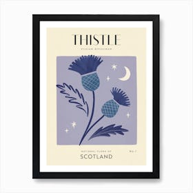Vintage Purple And Blue Thistle Flower Of Scotland Art Print