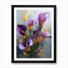 Gold Plated Purple Calla Lily Flowers Pt. 3 Art Print