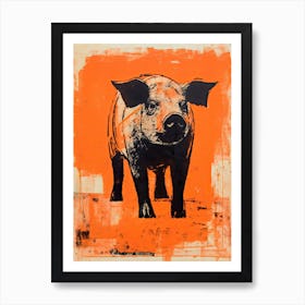 Pig, Woodblock Animal Drawing 1 Art Print