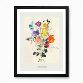 Snapdragon 3 Collage Flower Bouquet Poster Art Print