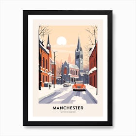 Vintage Winter Travel Poster Manchester United Kingdom 10 Art Print