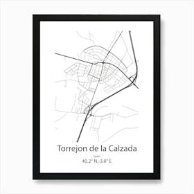 Torrejon De La Calzada,Spain Minimalist Map Art Print