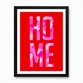 Home Word Art Pink on Red Art Print