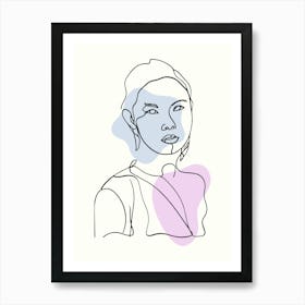 Portrait Of A Woman Hand Drawing Line Art 4 Poster