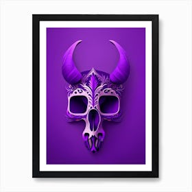 Animal Skull Purple 1 Mexican Art Print