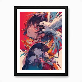 Girl With A Bird 2 Art Print