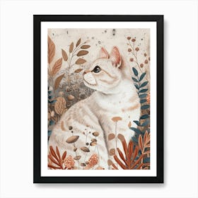 American Shorthair Cat Japanese Illustration 1 Art Print