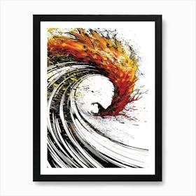 Surfer In Flames Art Print