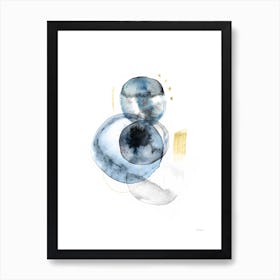 Turns In Black Blue And Gold Art Print