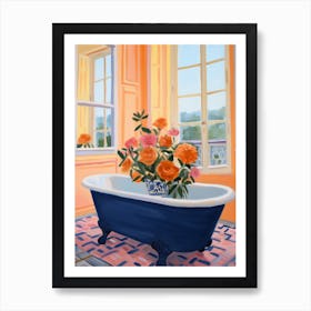 A Bathtube Full Marigold In A Bathroom 3 Art Print