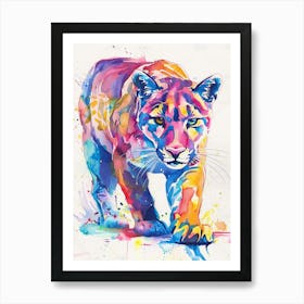 Puma Colourful Watercolour 4 Art Print