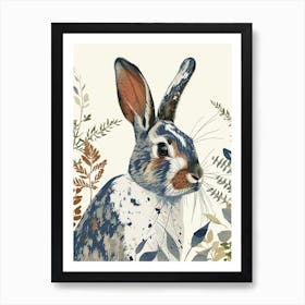 English Spot Blockprint Rabbit Illustration 8 Art Print