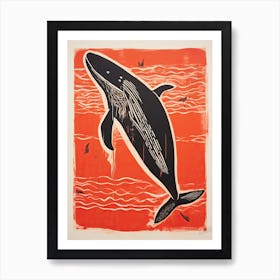 Whale, Woodblock Animal Drawing 4 Art Print