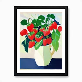 Day Neutral Strawberries, Plant, Colourful Brushstroke Painting Art Print