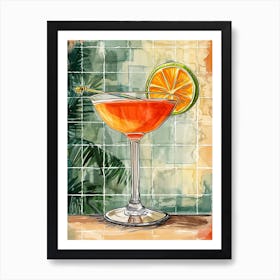 Fruity Tropical Cocktail Illustration Art Print