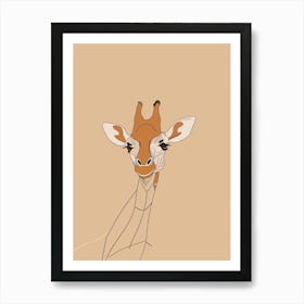 Giraffe - Boho, Line Art 4 Art Print