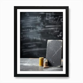 Abstract Communication Captured In A Photo Closeup Of A Grey Slate Smooth Smudged Chalk Surface De (3) Art Print