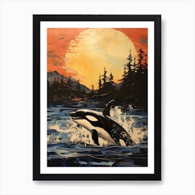 Orca Whale Woodland Coast 1 Art Print