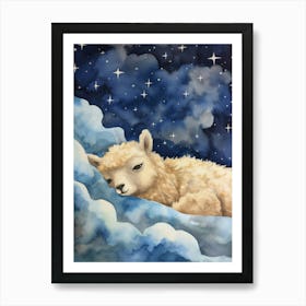 Baby Alpaca 2 Sleeping In The Clouds Art Print